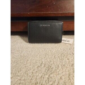 Michael Kors Women's JET SET MD SLIM WALLET Black Leather w/MK Logo $128 NEW